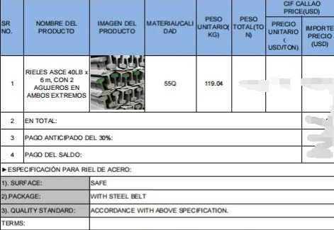 GNEE RAIL Exported 40LB Steel Rails to Peru